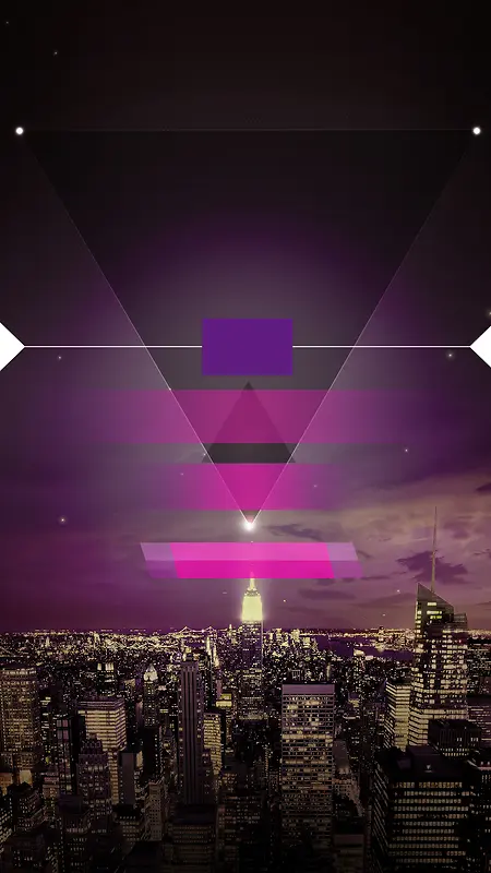 紫色渐变城市建筑PSD分层H5背景素材