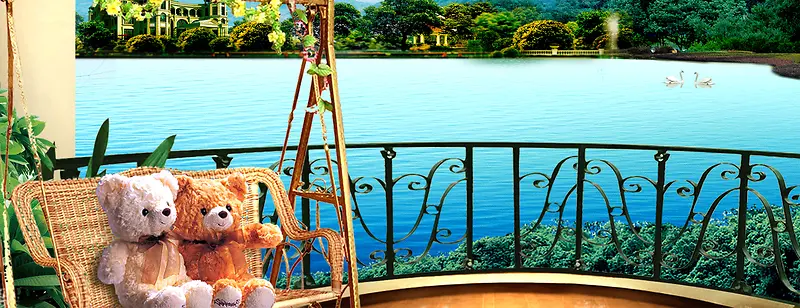 天空湖面背景