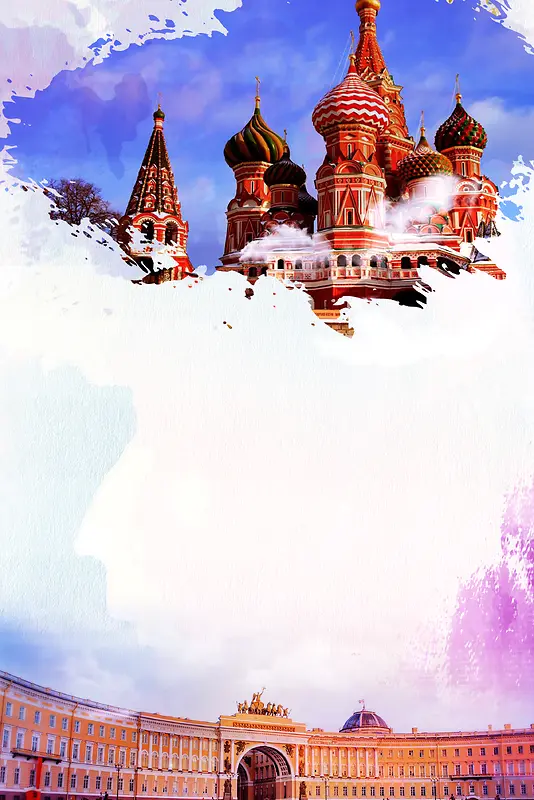 简约俄罗斯旅游宣传海报背景素材