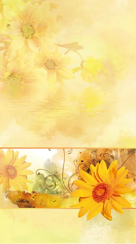 唯美花朵花茶海报背景模板