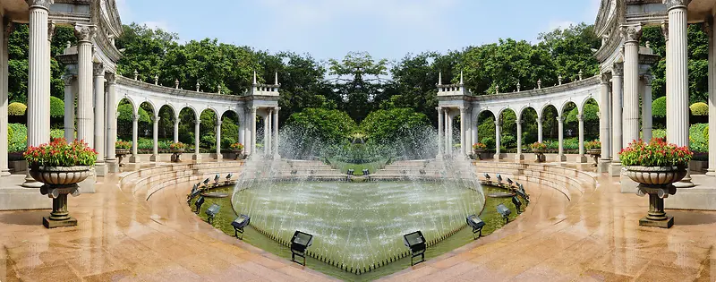 喷泉建筑风景背景