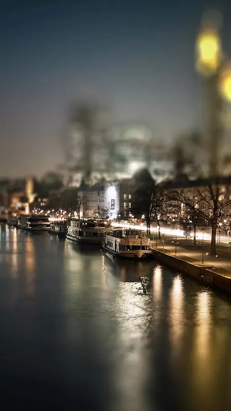 城市河流夜色摄影H5背景