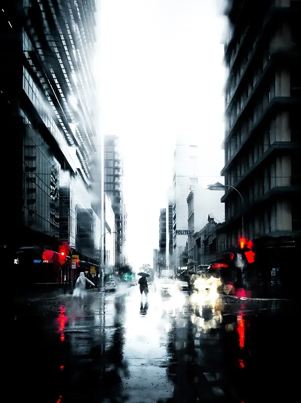 雨中街道背景素材