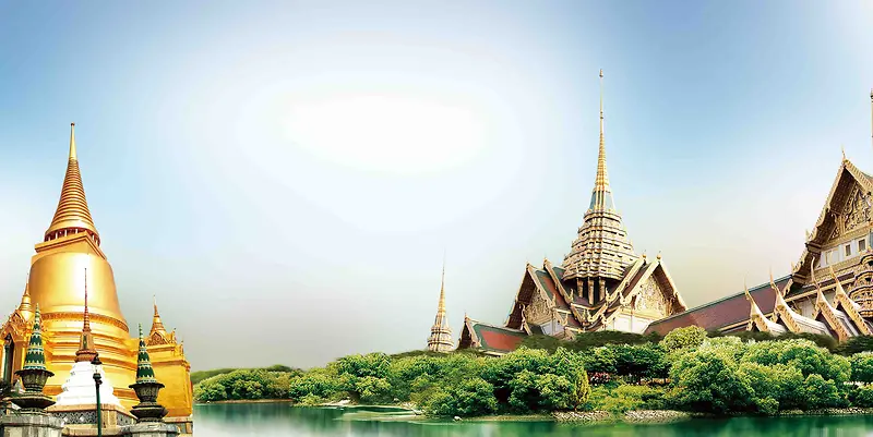 泰国曼谷旅游海报背景模板