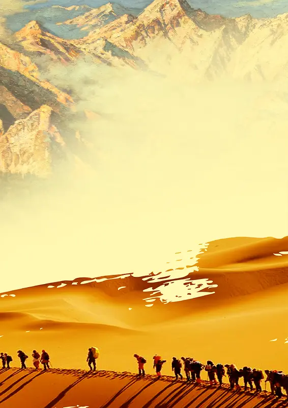 沙漠风景摄影骆驼队背景素材