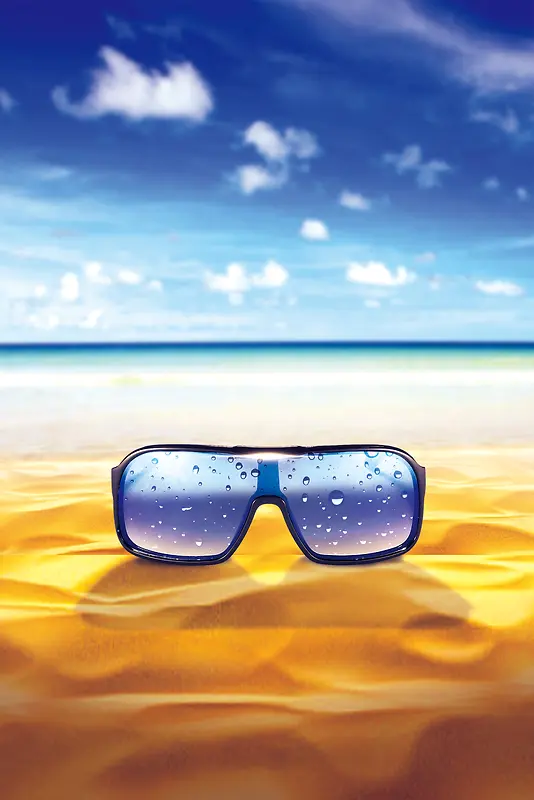旅游海滩眼镜海报背景素材