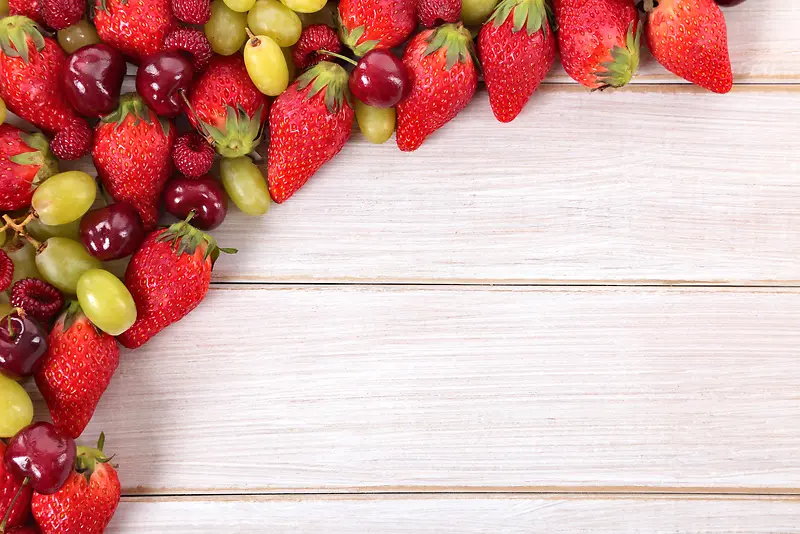 草莓厨房新鲜水果提子樱桃背景