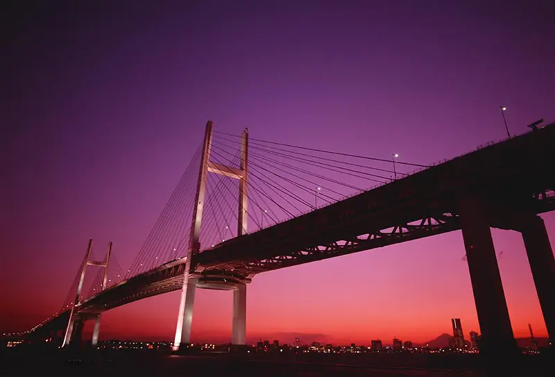 夕阳中的拉索大桥