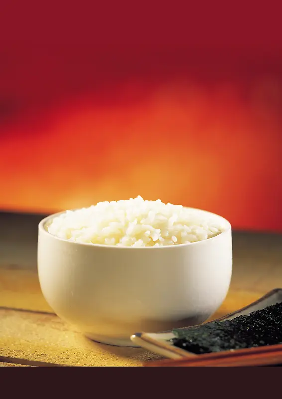 红底米饭印刷背景