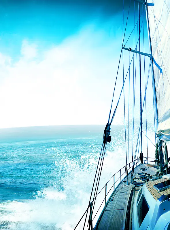 蓝色海洋轮船背景图