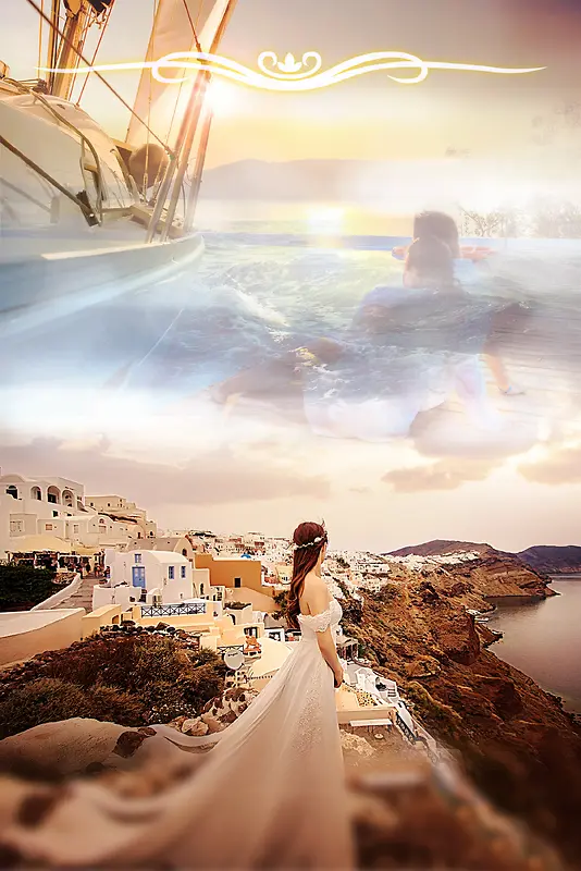 希腊旅游海报背景素材