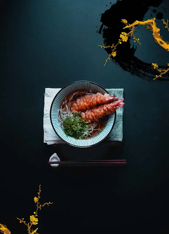 日式俯视美食海报背景模板