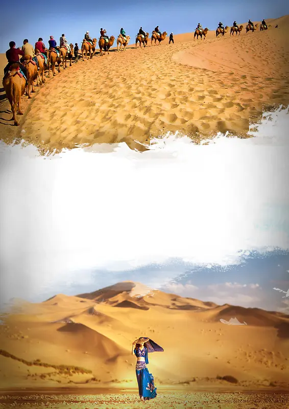 沙漠风景旅行骆驼风景摄影背景素材