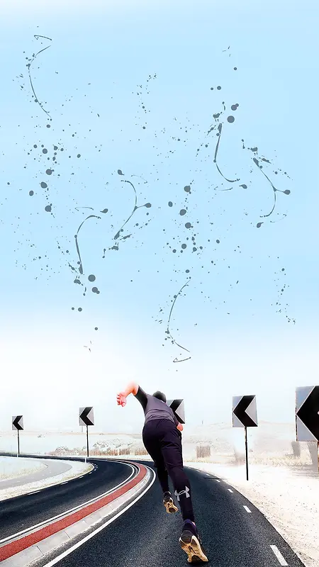 蓝色渐变天空奔跑运动速度生命感