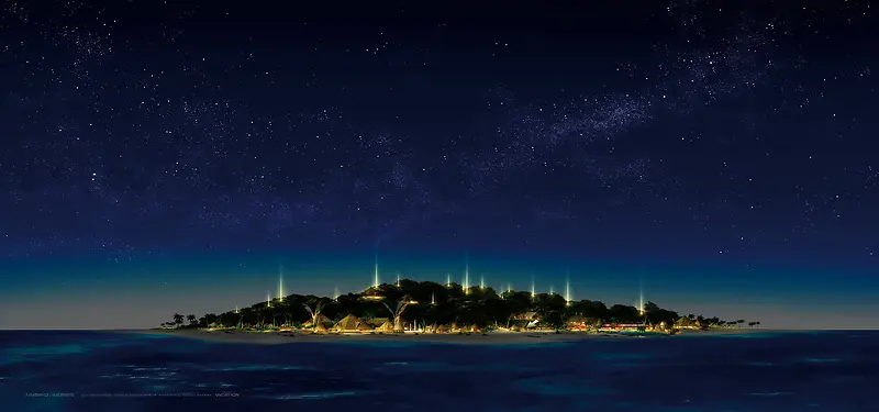 海滩城市夜景背景