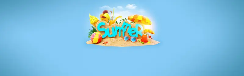 夏季summer简约沙滩banner背景