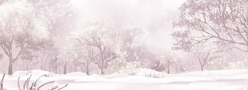 梦幻树林下雪风景