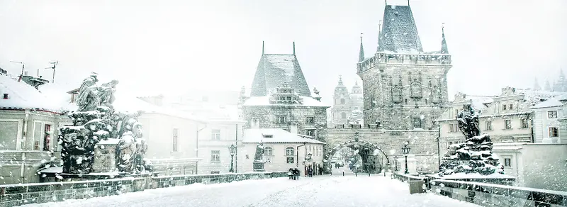 城市雪景摄影背景