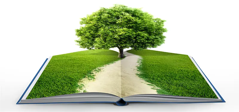 书本上的绿树环保海报背景