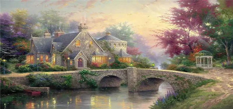 风景油画背景图