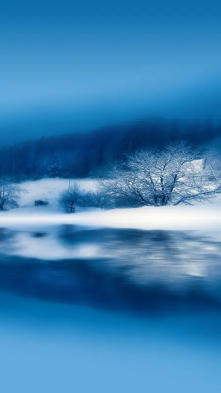 渐变蓝色冬天冰雪