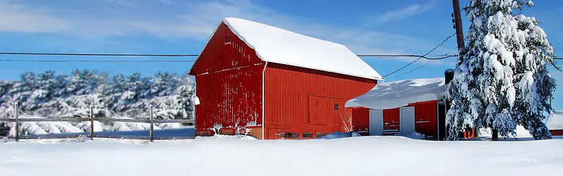 红色房子雪地