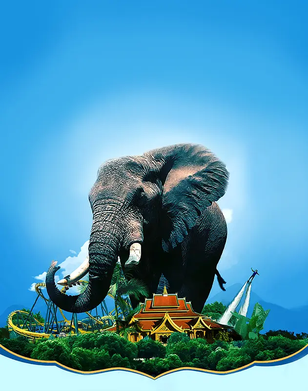创意大象蓝天云南风采旅游广告