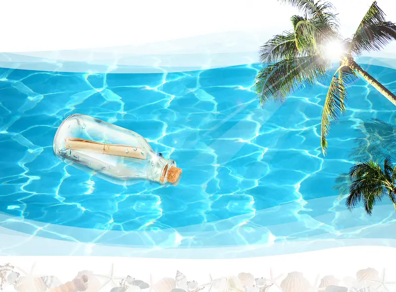 大海漂流瓶风景摄影平面广告
