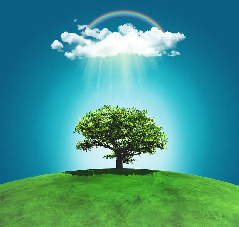 世界地球日绿色大树环保主题背景素材