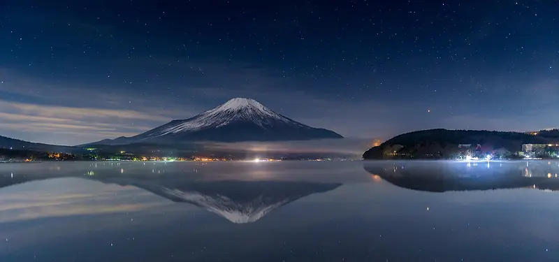 富士山夜景倒影banner