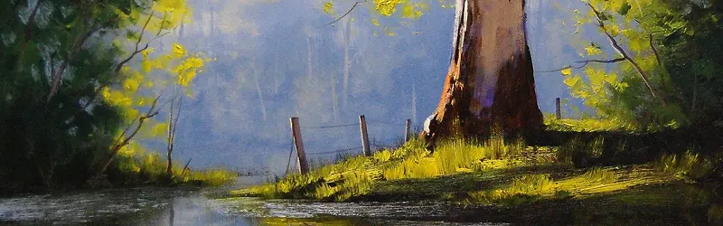 河流油画 背景