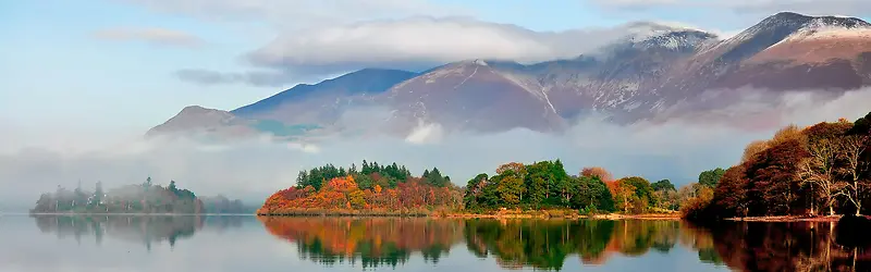 蓝色山水风景背景