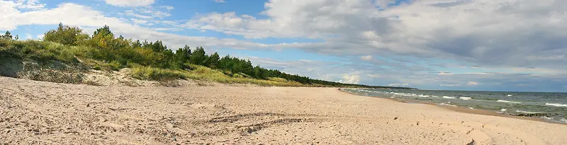 白云草原沙滩海报背景