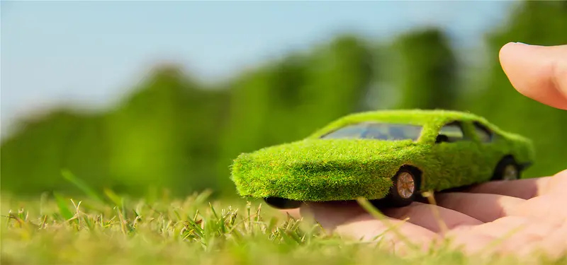 创意绿色环保小车海报背景