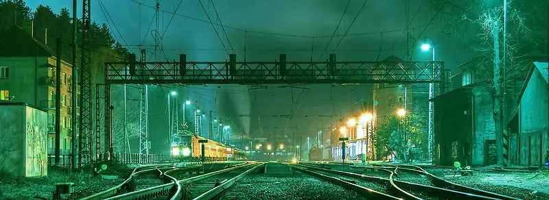 夜晚铁路夜景背景