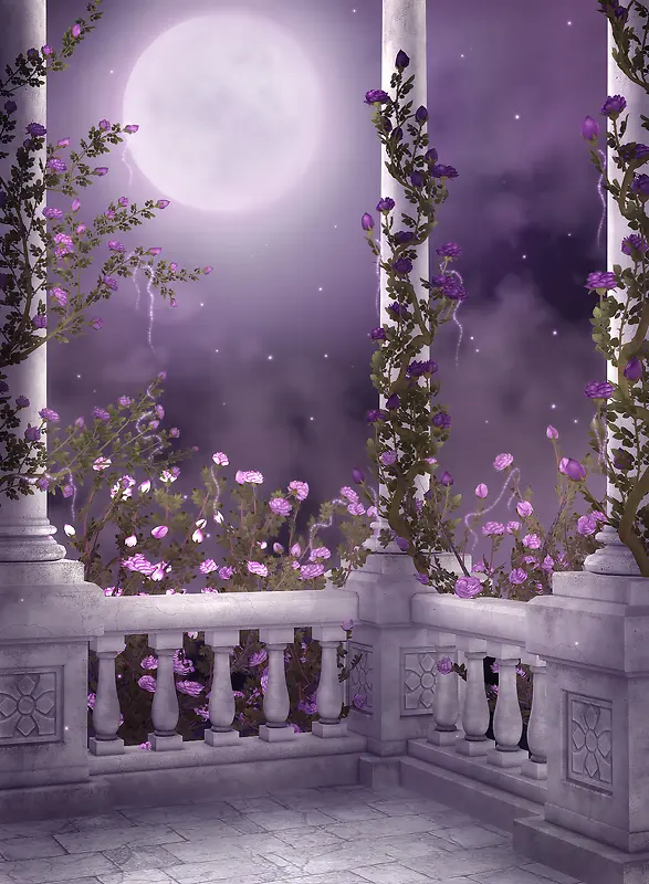 紫色月光唯美海报