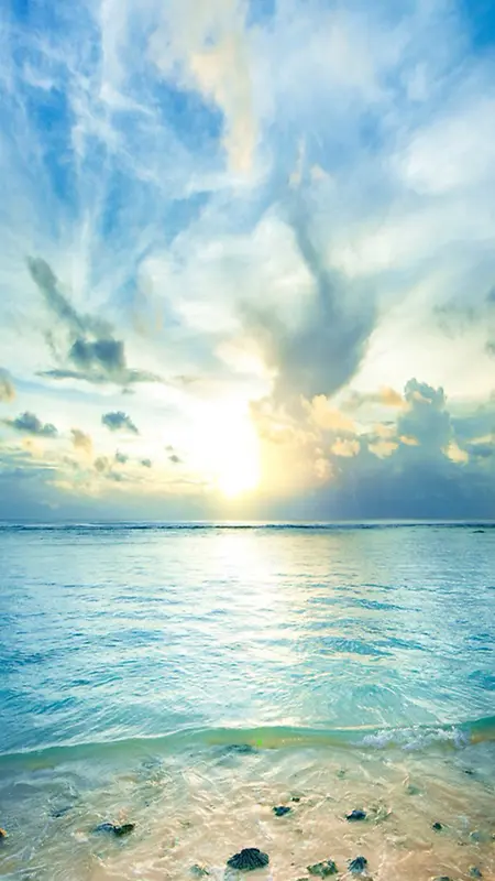 落日下的海边风景H5素材背景