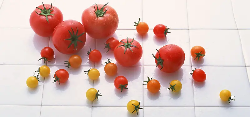 西红柿圣女果果蔬清新背景