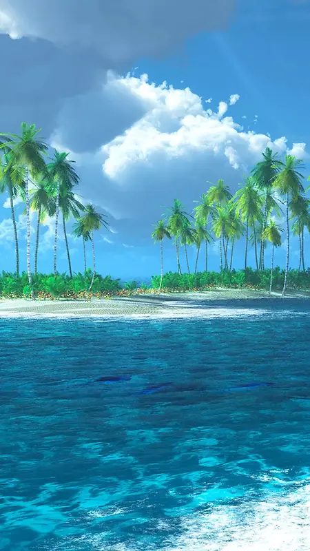 凉爽蓝色海中岛屿H5背景