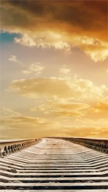 风景天空乌云黄色铁路H5背景素材