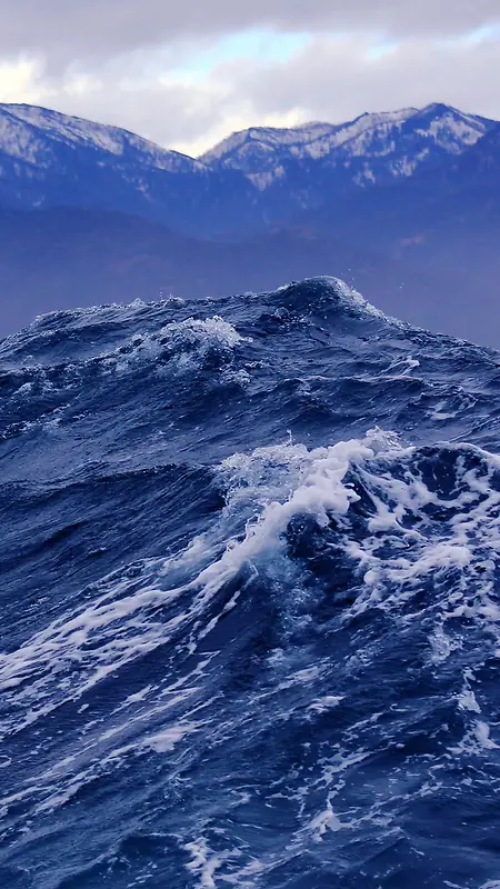 波澜海浪蓝色风景H5背景