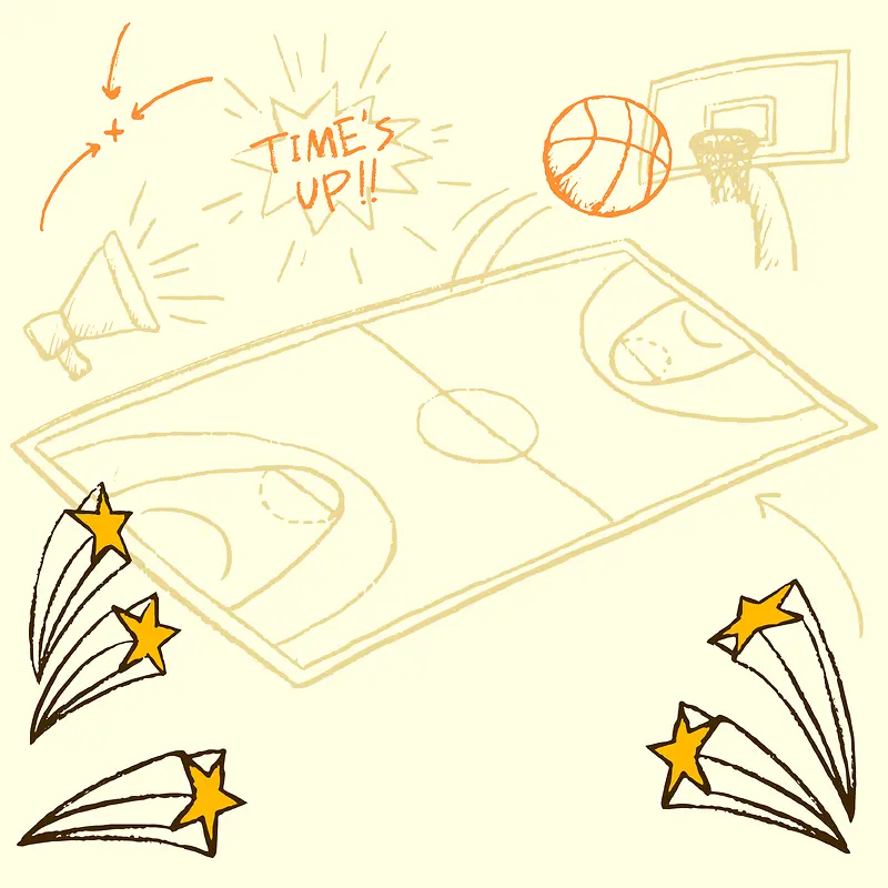 卡通手绘篮球激情球赛球场背景素材