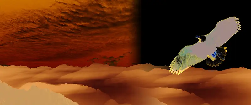 雄鹰展翅飞翔在高山之上的背景图片