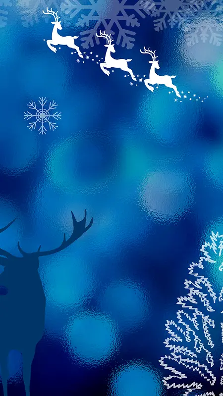 圣诞节麋鹿蓝色背景