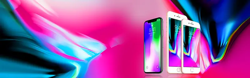 炫酷新款手机促销紫色banner