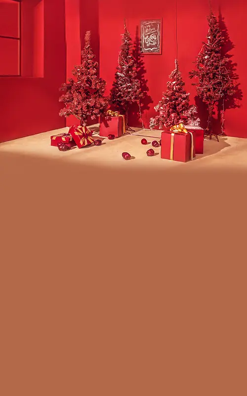 简约红色圣诞快乐圣诞海报
