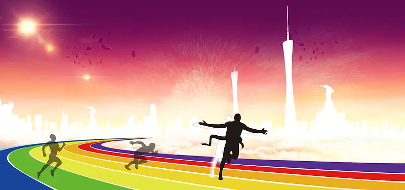 赛跑激情狂欢紫色海报banner背景