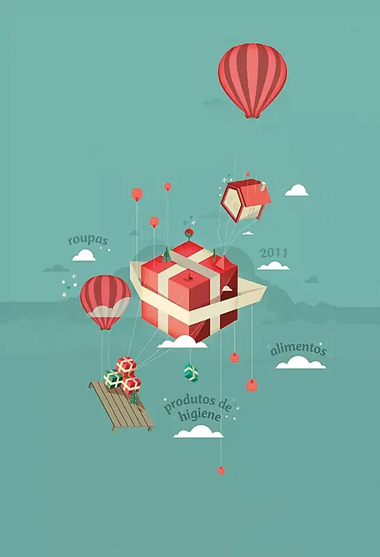 热气球下的礼物海报设计