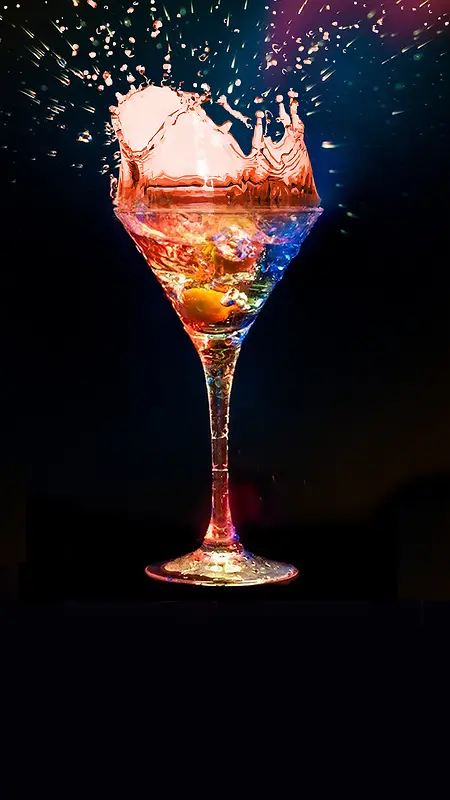 绚丽鸡尾酒酒杯创意H5背景素材
