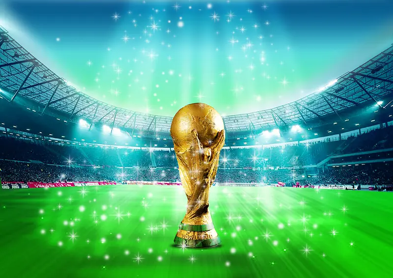 足球世界杯球场大力神杯海报背景